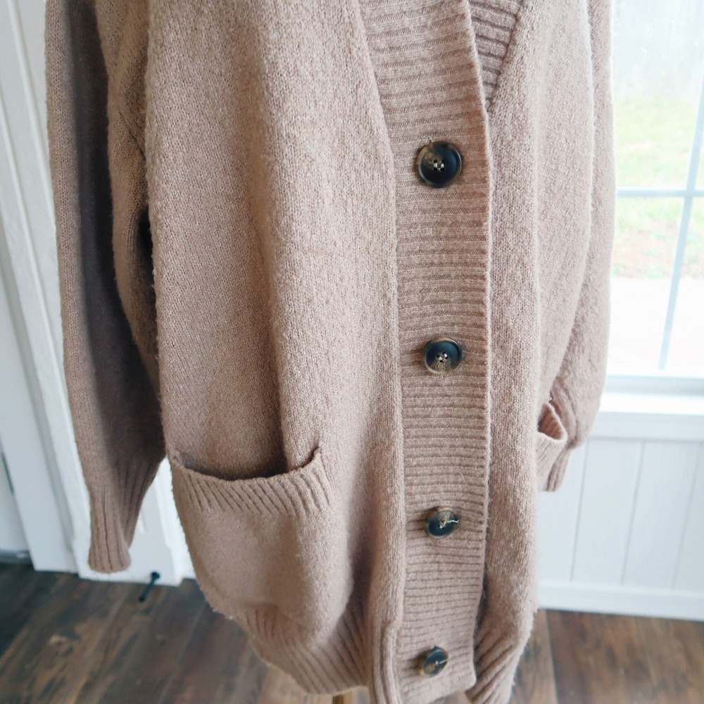 For the Republic Womens Longline Cardigan S Beige Button Oversized Sweater Layer - Picture 2 of 8